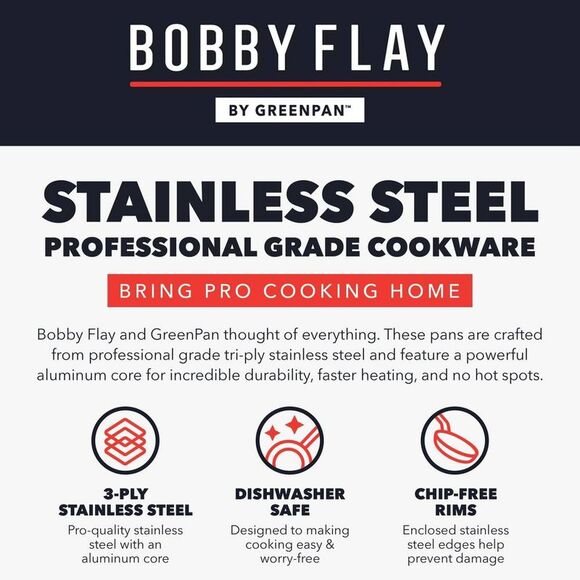 Bobby Flay - 3.5qt Stainless Steel Covered Chef's Pa Silver - Picture 8 of 8